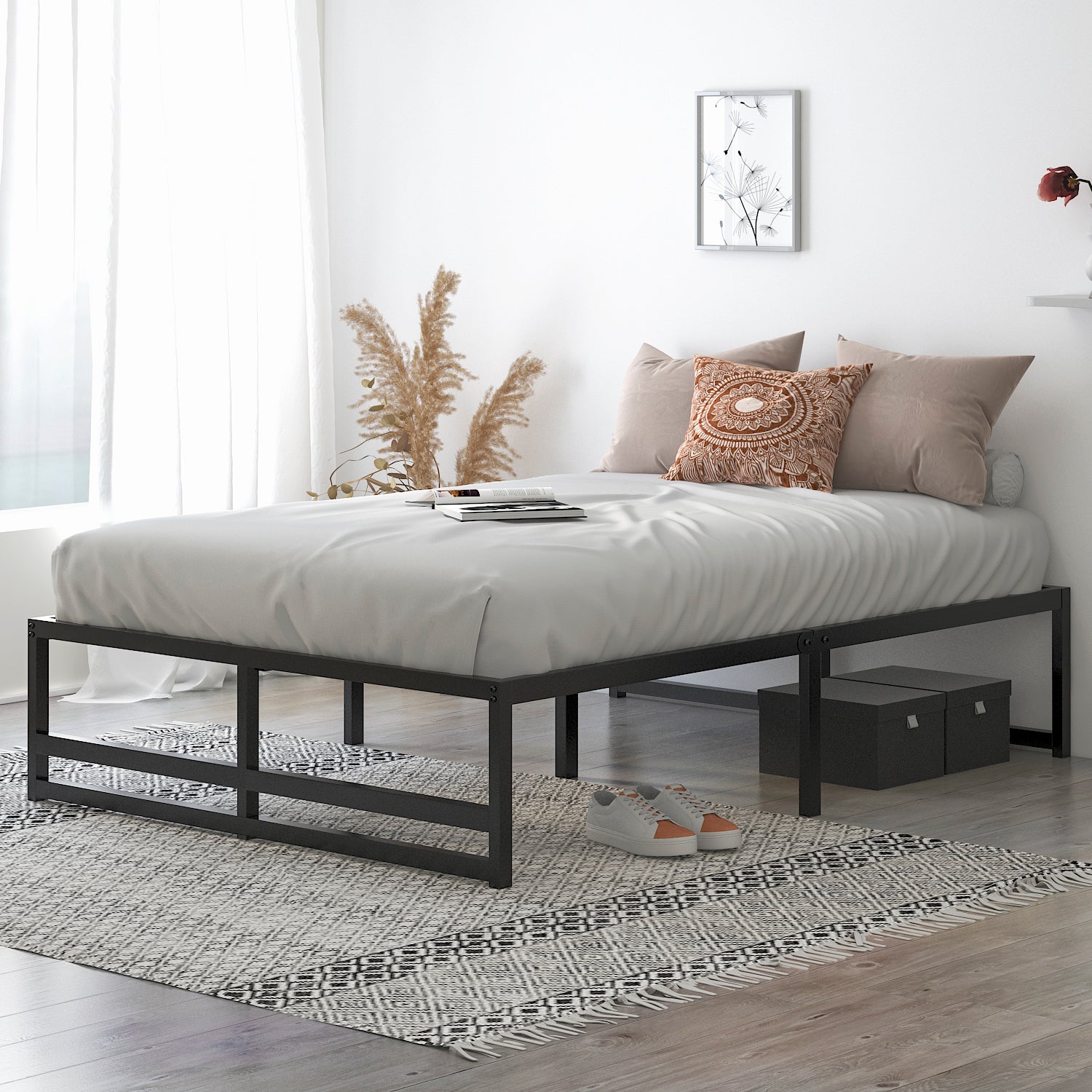 Metal Platform Bed Frame with 14' Under Bed Storage