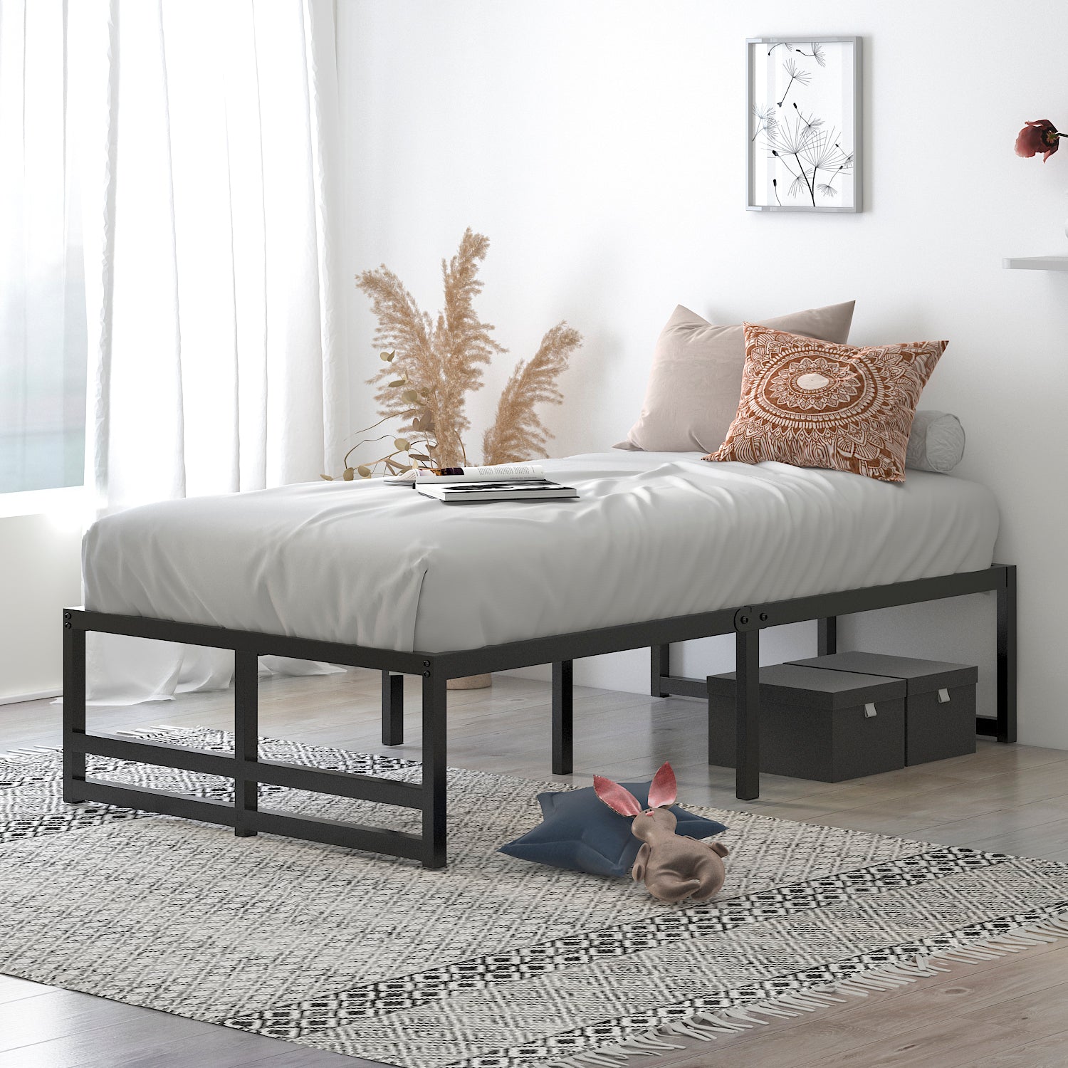 Metal Platform Bed Frame with 14' Under Bed Storage