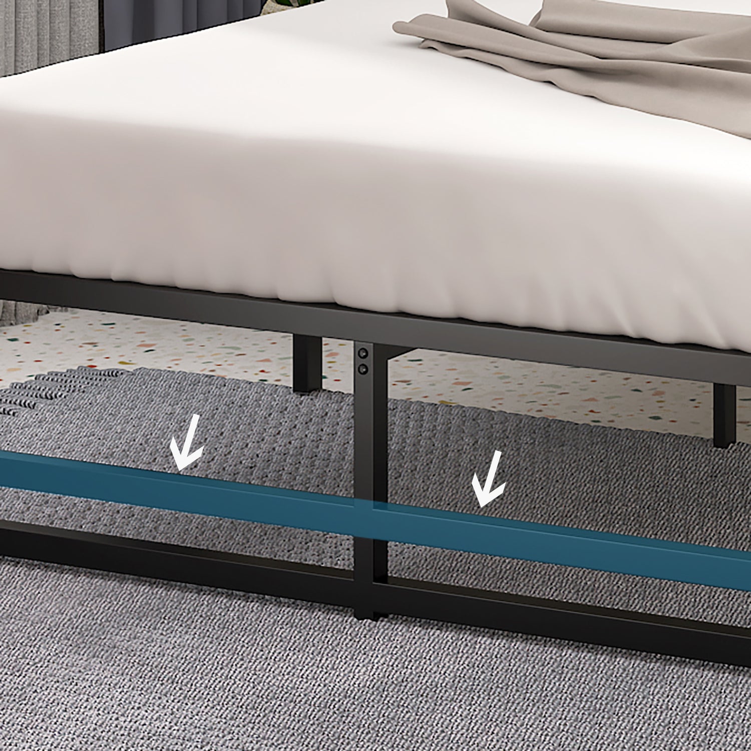 Metal Platform Bed Frame with 14' Under Bed Storage