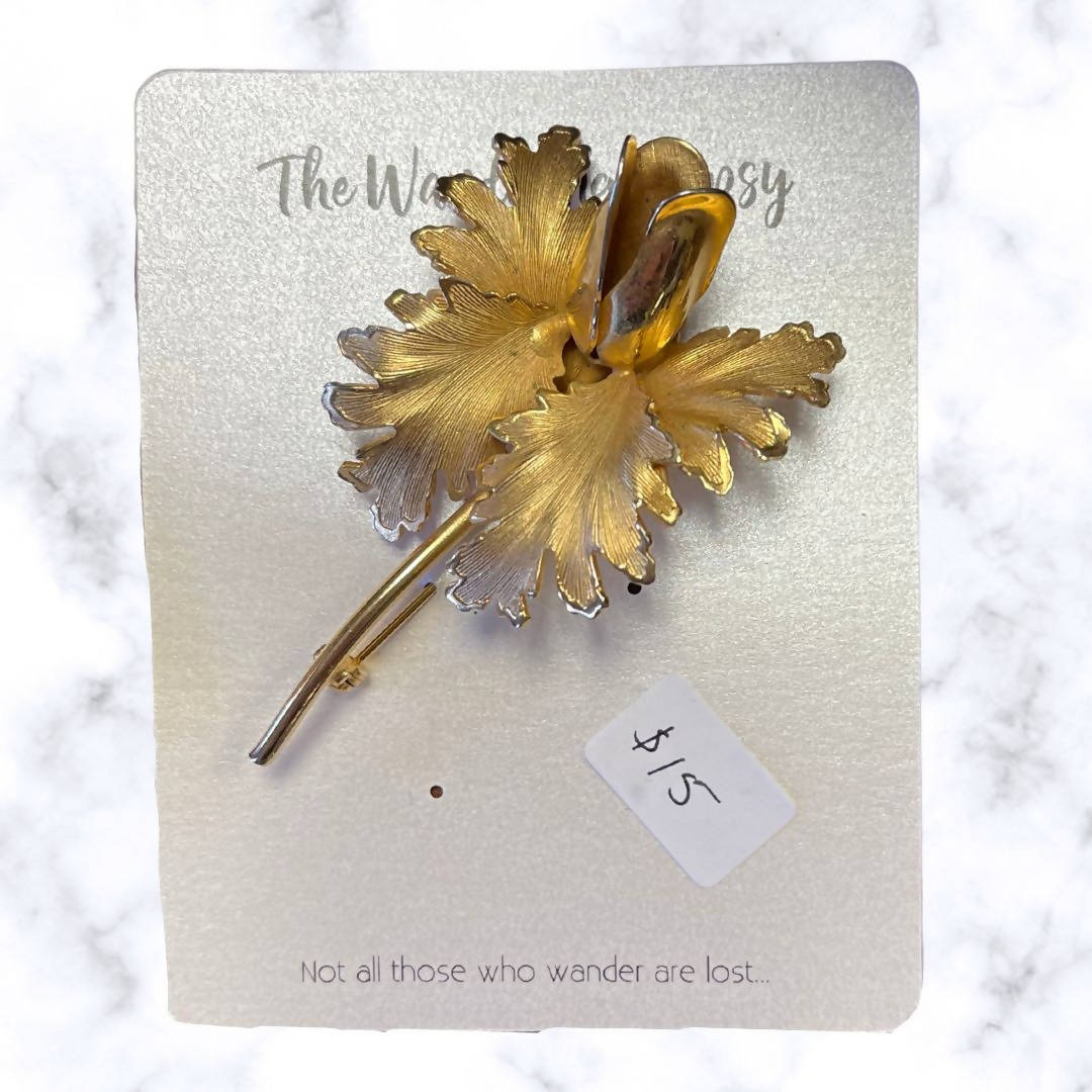 Gold Orchid Brooch