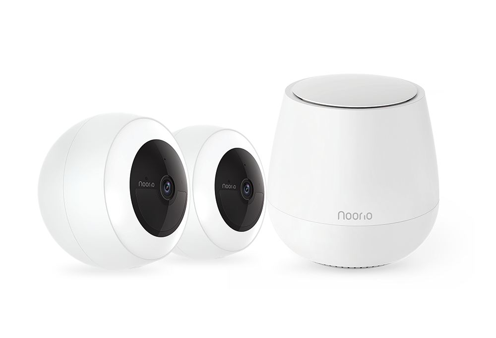 Noorio 2K Ultra Floodlight Wireless Battery Security Cameras & Hub System 2 Cam