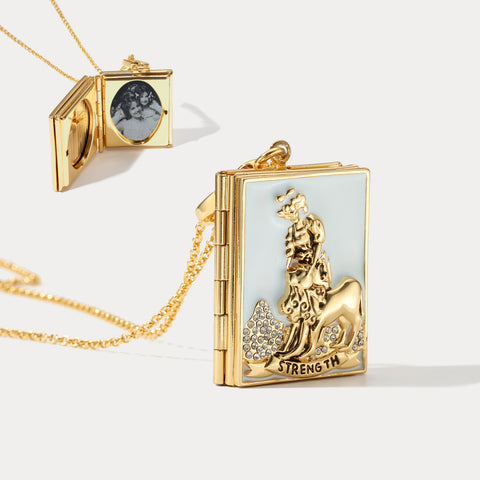 Tarot Locket Talisman Necklace - Strength