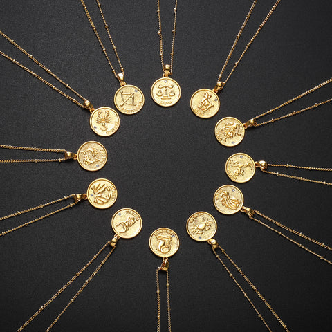 Collar de astrología colgante de monedas de constelación