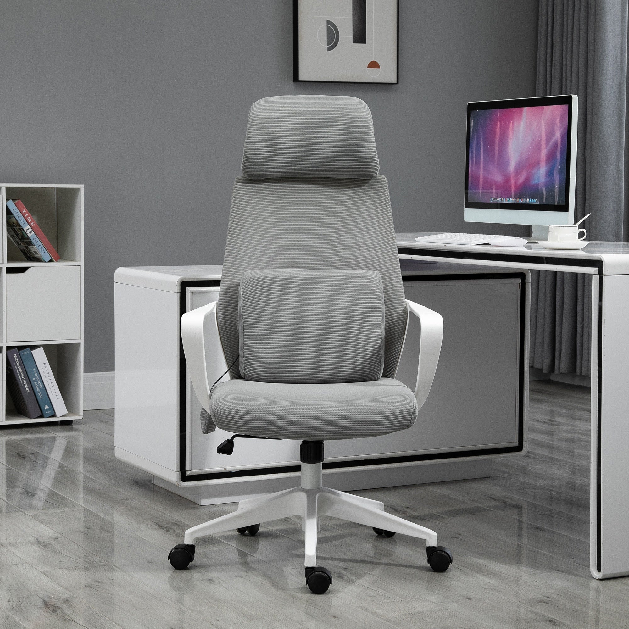 Adjustable Seat Headrest Rocking Functional Office Chair Computer Swivel Chair with Massage Lumbar Cushion