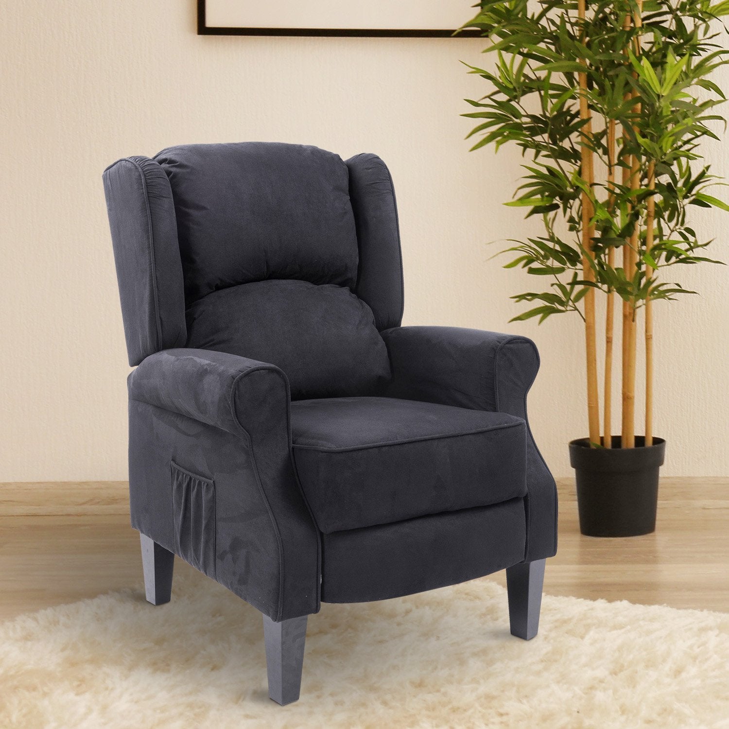 Heated Massage Chair Push-Back Vibrating Recliner Sofa Chair Suede Fabric Padded Seat with Remote Control