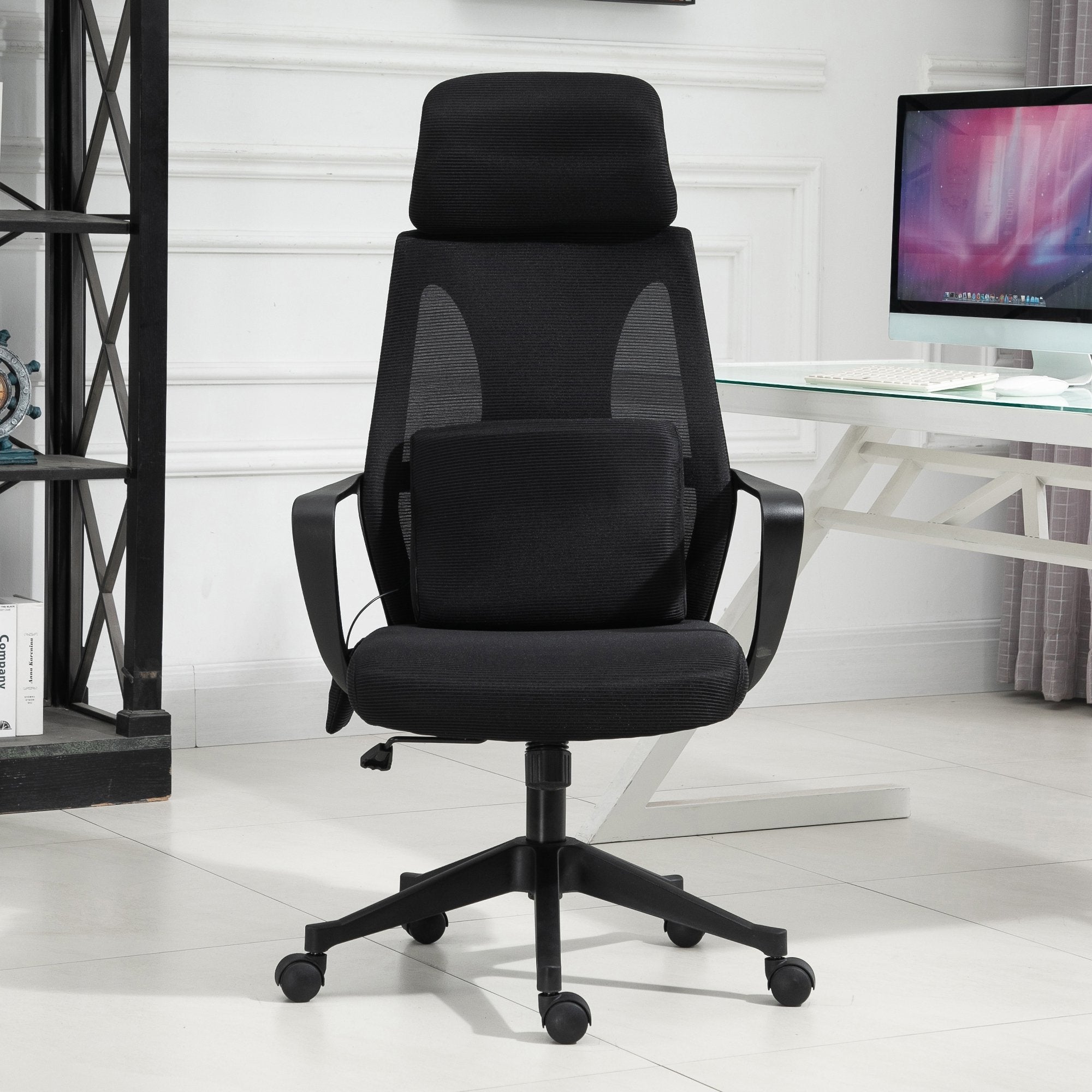 Adjustable Seat Headrest Rocking Functional Office Chair Computer Swivel Chair with Massage Lumbar Cushion