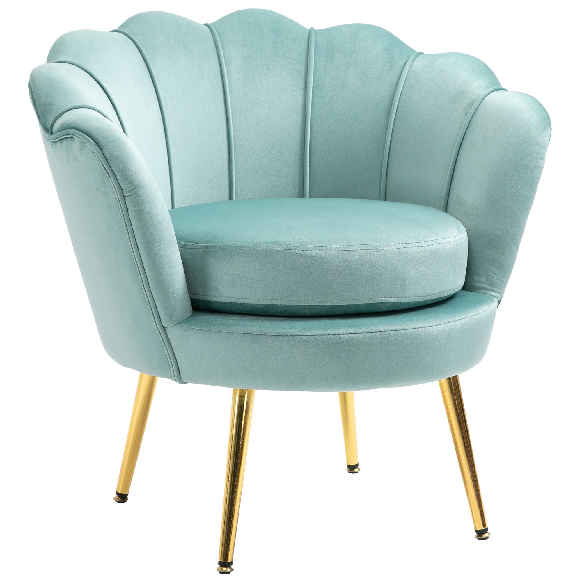 Elegant Velvet Fabric Accent Chair/Leisure Club Chair with Gold Metal Legs for Living Room