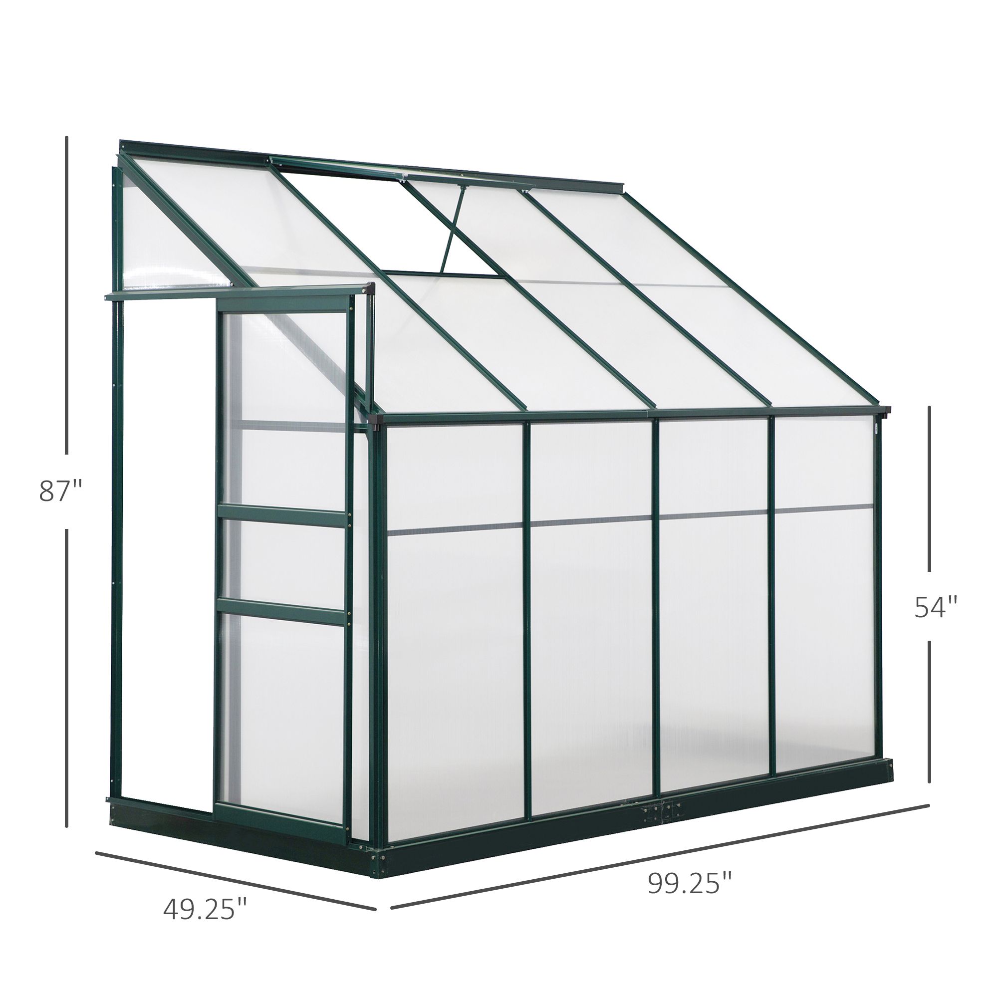 8.25’ x 4’ x 7.25’ Walk-In Garden Aluminum Polycarbonate Greenhouse with Roof Vent