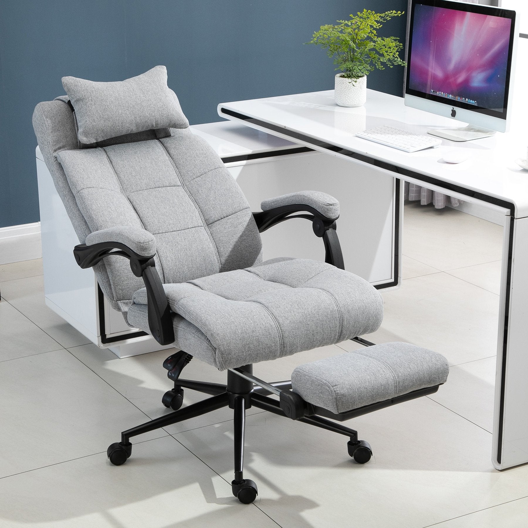 Executive  Home Office Chair with Footrest Headrest and Lumbar Support