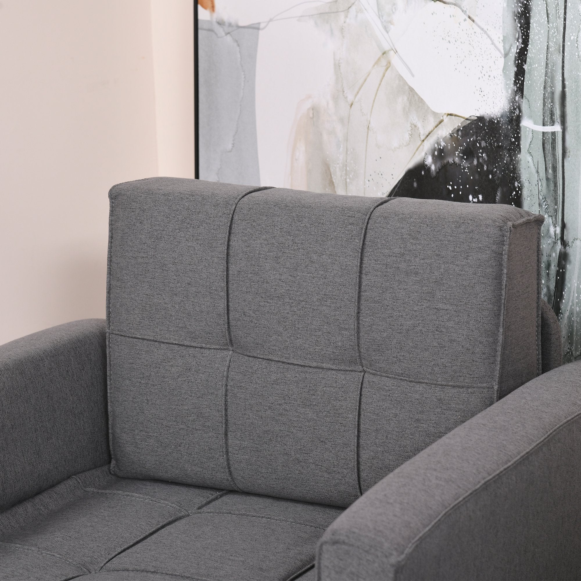 Convertible Sofa Bed Loveseat Sleeper Lounge with Steel Legs for Compact Living Room - Grey