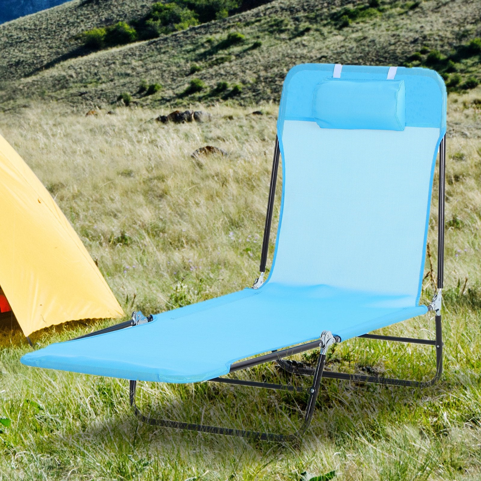Folding and Portable Sun Lounger Adjustable Backrest  Portable Design