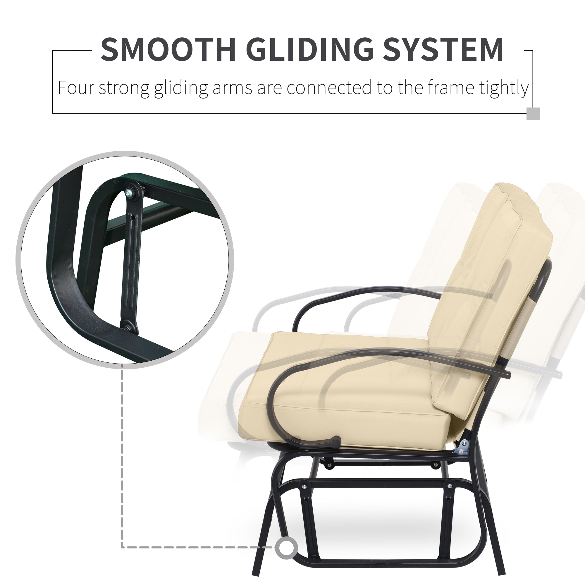 Outdoor Garden 2-Person Gliding Chair Patio Glider with Cushions Steel