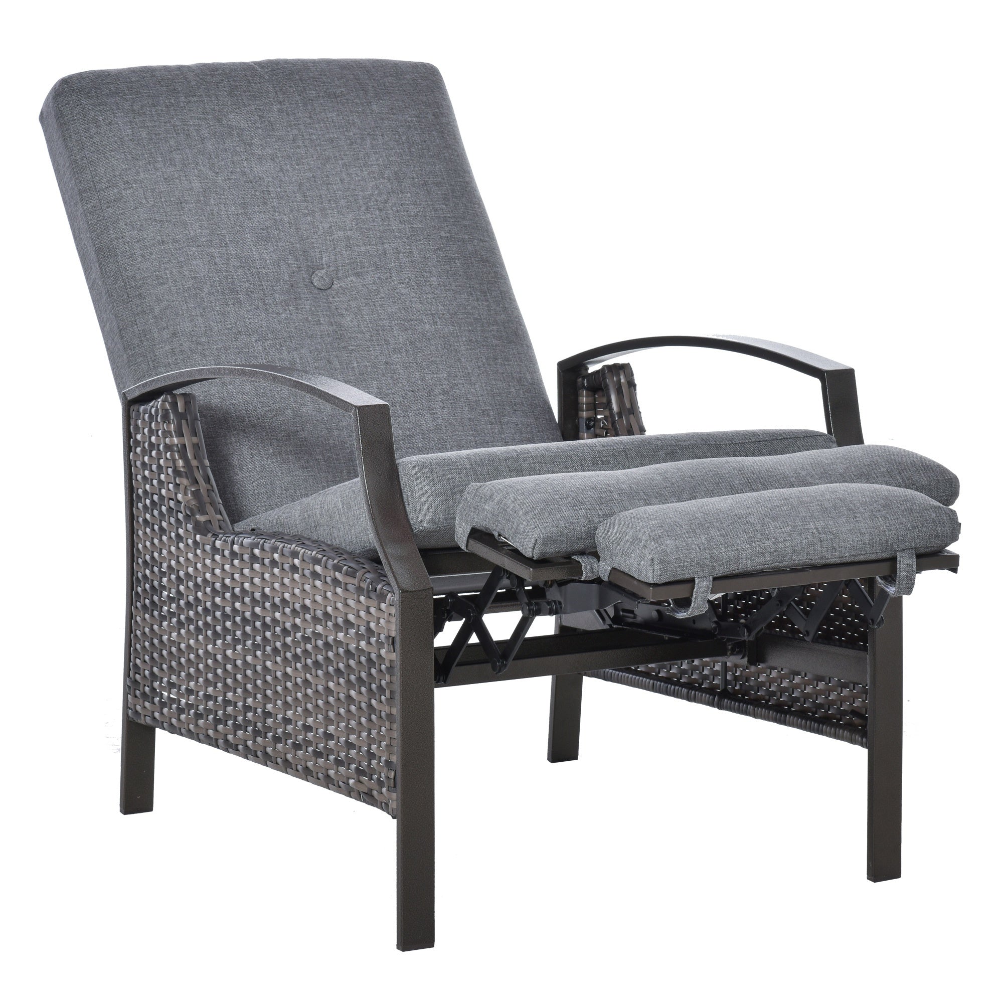 Rattan Adjustable Recliner Chair with Hand-Woven All-Weather Wicker for Patio Garden, Poolside,