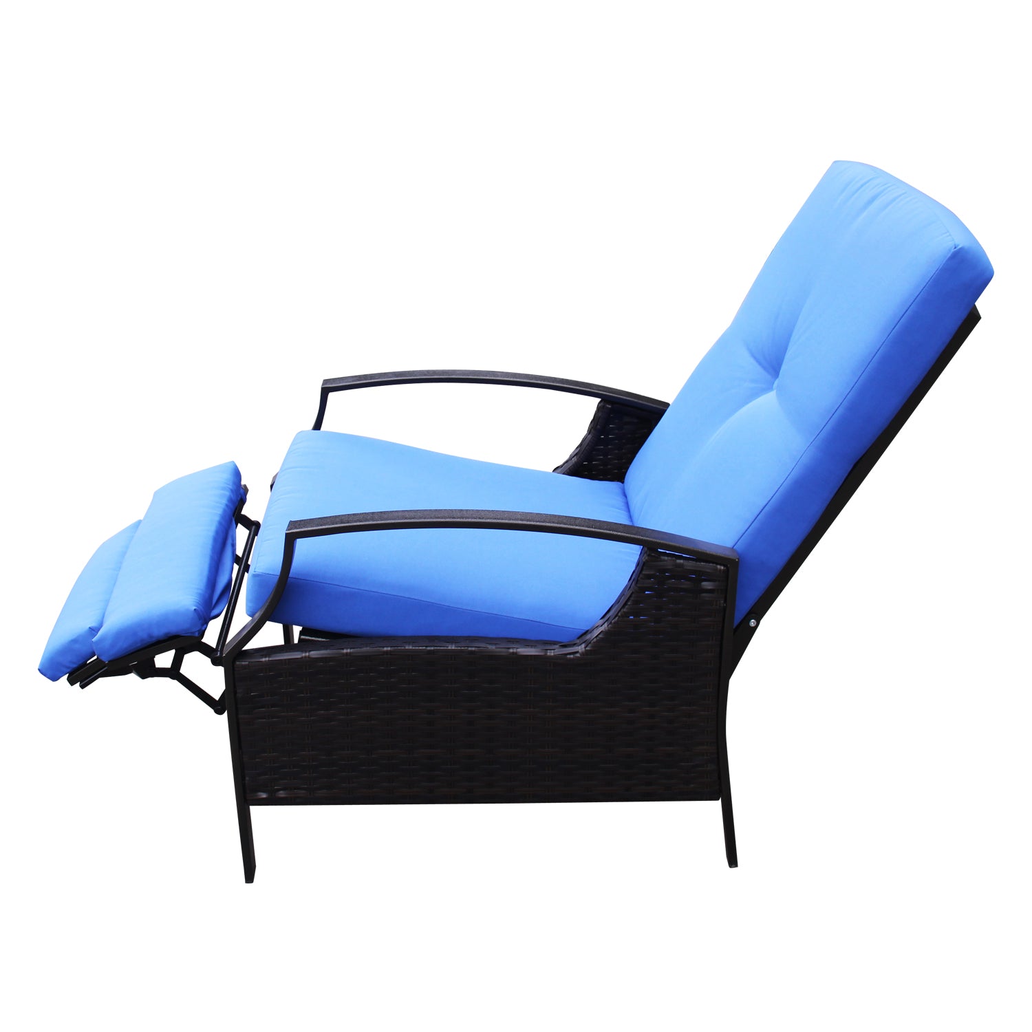 Rattan Adjustable Recliner Chair with Hand-Woven All-Weather Wicker for Patio Garden, Poolside,