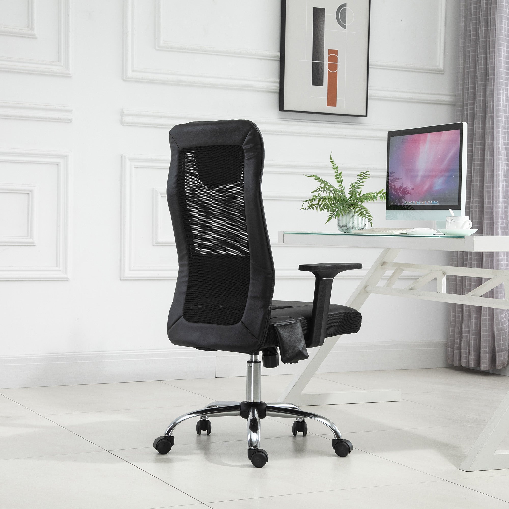 Mesh Office Chair with Rechargeable Electric Vibration Massage Lumbar Rocking, with Pillow, Wheels