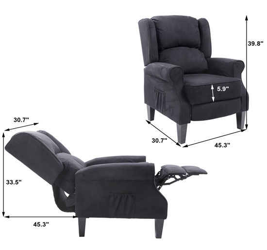 Heated Massage Chair Push-Back Vibrating Recliner Sofa Chair Suede Fabric Padded Seat with Remote Control