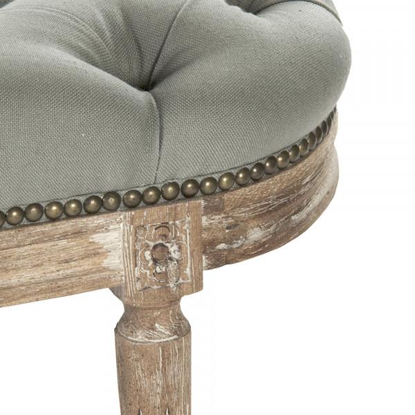 Zentique Michel Tufted Bench Sage Linen and Limed Gray Oak