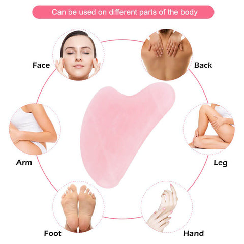 Deinlai rose quartz gua sha tool use in bodys