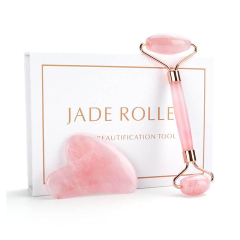 deinlai rose quartz roller and gua sha set