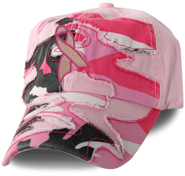 Breast Cancer Ribbon on Ball Cap