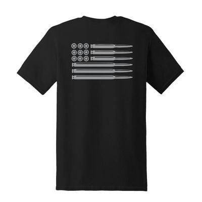 American Flag Bullets Design Full Back T-Shirt