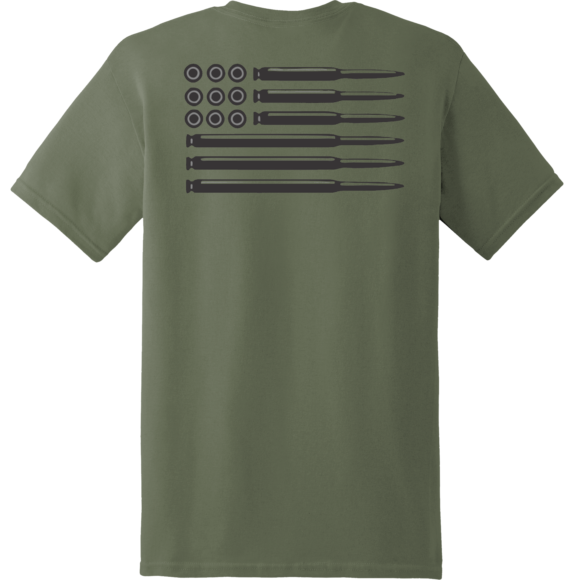 American Flag Bullets Design Full Back T-Shirt