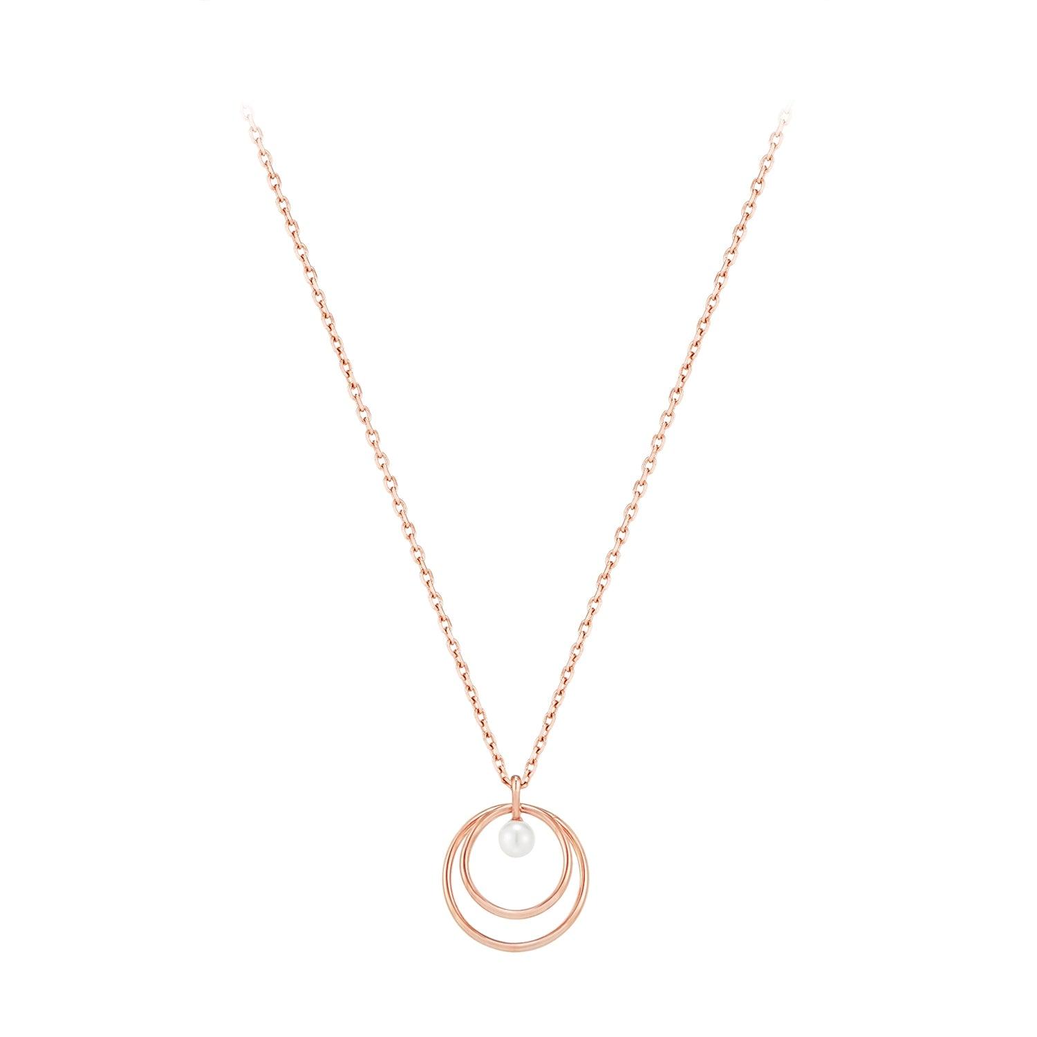 [Silver] Circle Necklace Pink