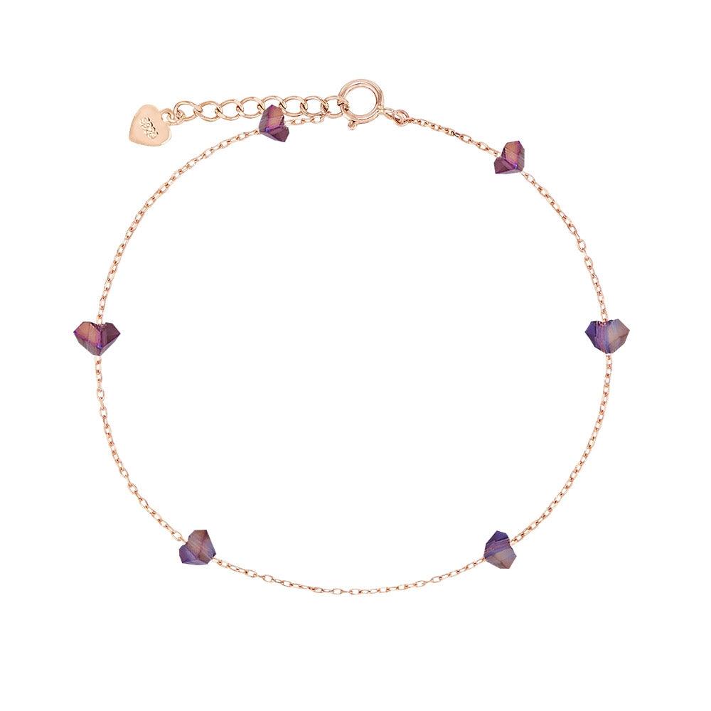 [Silver] Purple Stone Bracelet Pink