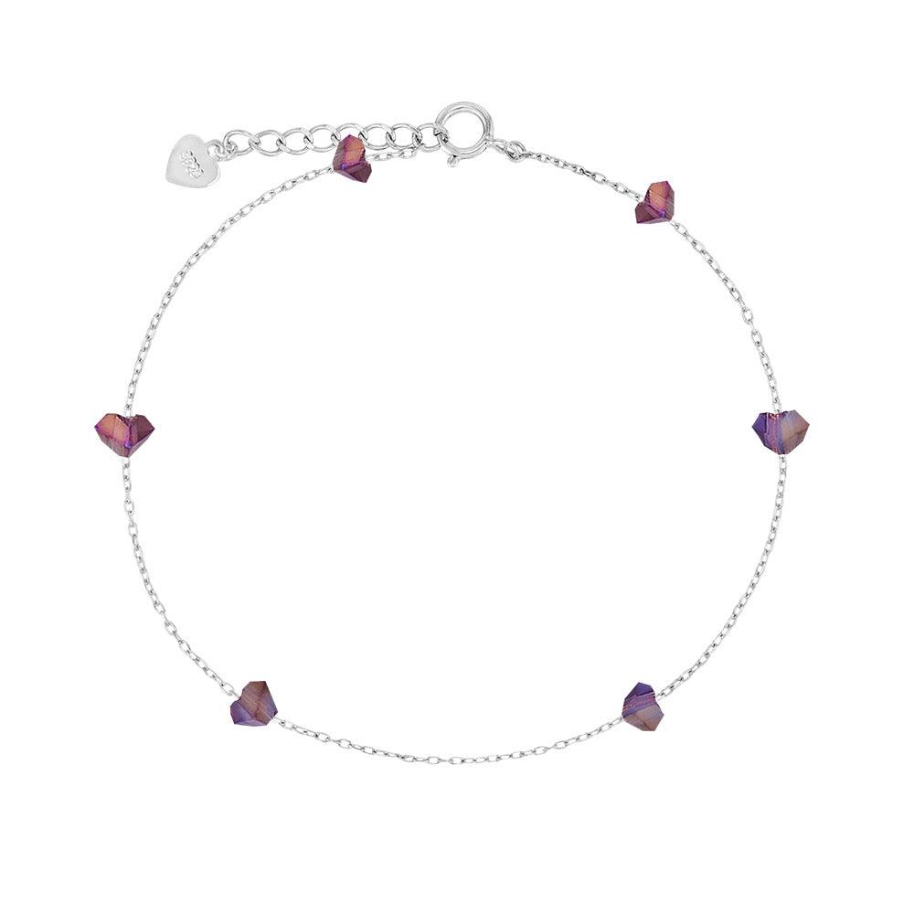 [Silver] Purple Stone Bracelet White