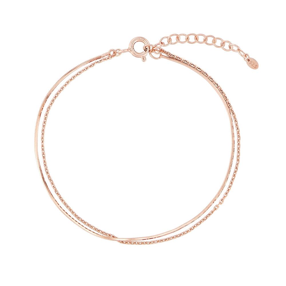 [Silver] Snake Layered Bracelet Pink