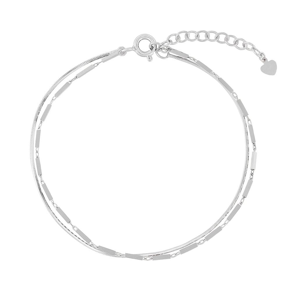 [Silver] Square Bar Bracelet White