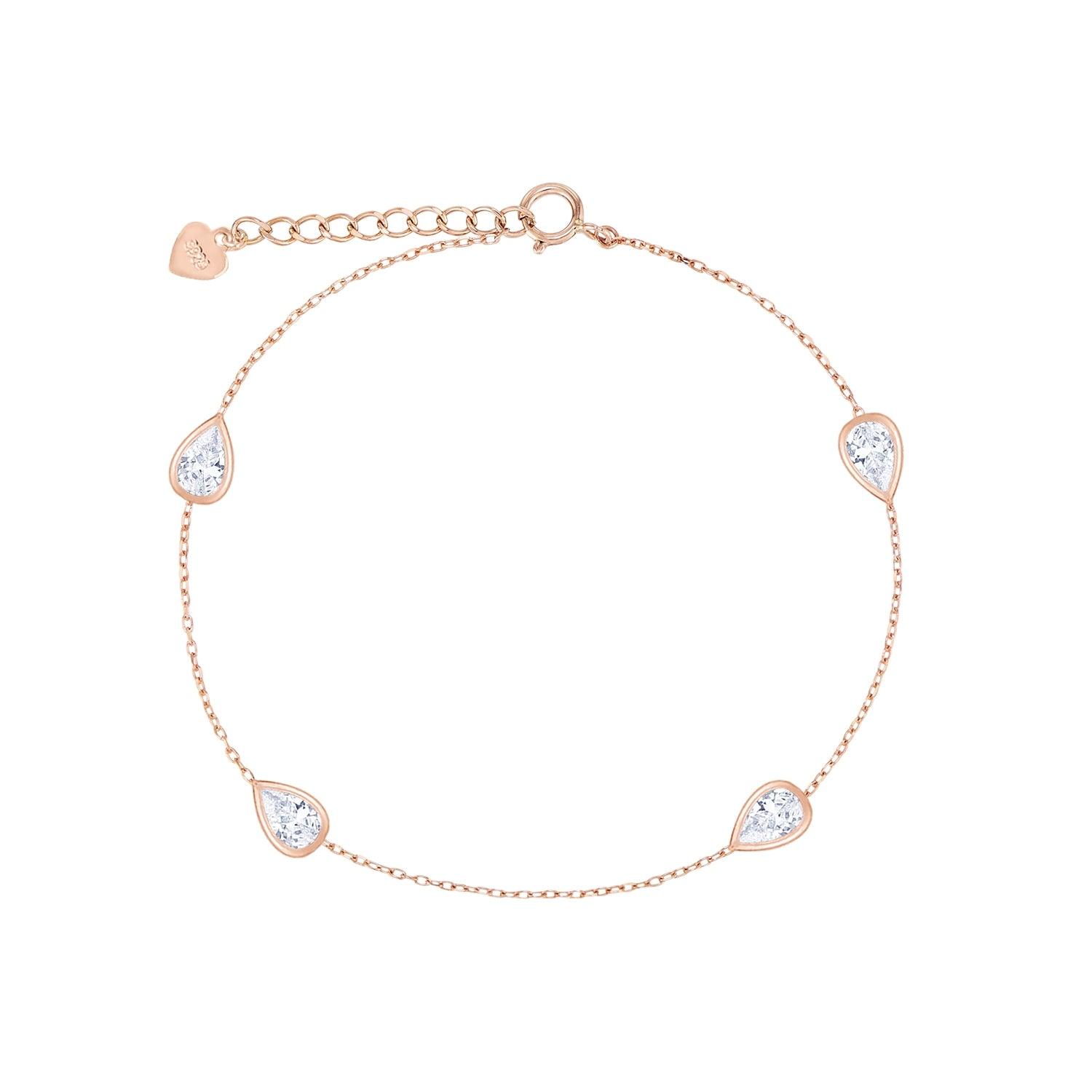 [Silver] Water Drop Bracelet Pink