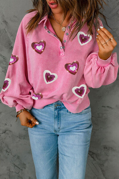 Sequin Hearts Mineral Wash Sweatshirt