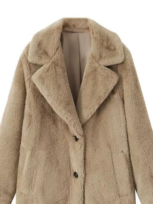 Faux Fur Coat in Ivory or Camel