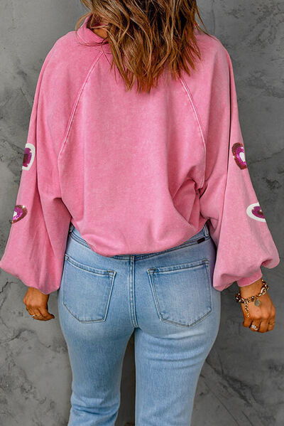 Sequin Hearts Mineral Wash Sweatshirt