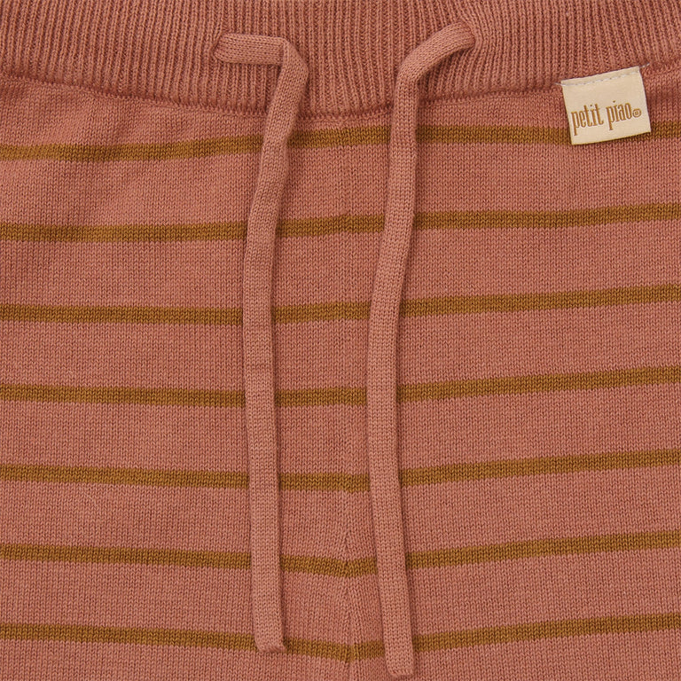 petit piao copper brown/rubber striped knit pants