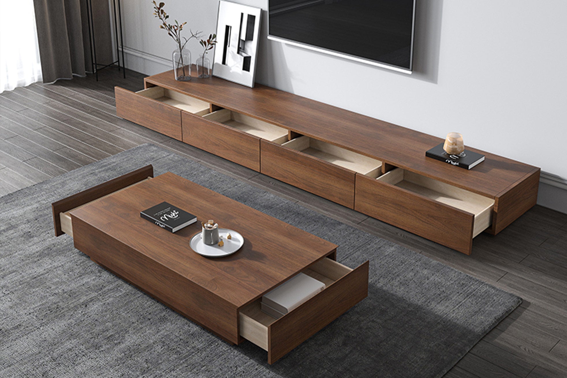 Odin Walnut Vennered TV Stand Povison Furniture HomeStores