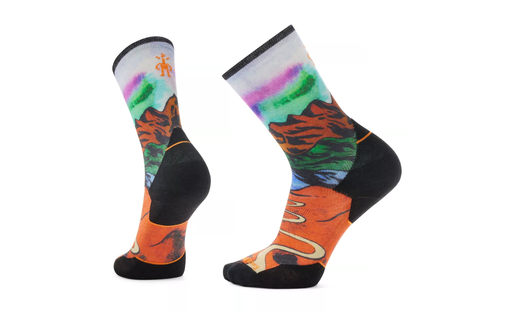 TRAIL RUN TARGETED CUSHION SINGLETRACK PRINT CREW SOCK - L17 ORANGE RUST