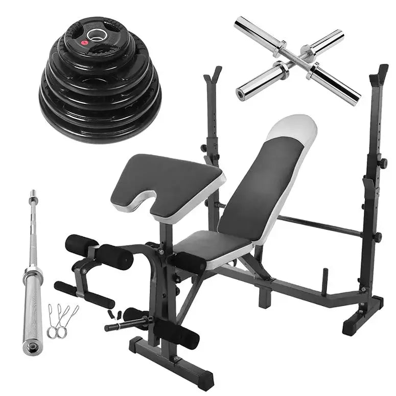 Bundel Bench Press + Olympic Barbell + Plate Weight Plates