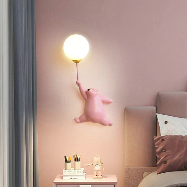 Taavita Creative Bear Iron Glass Wall Lamp