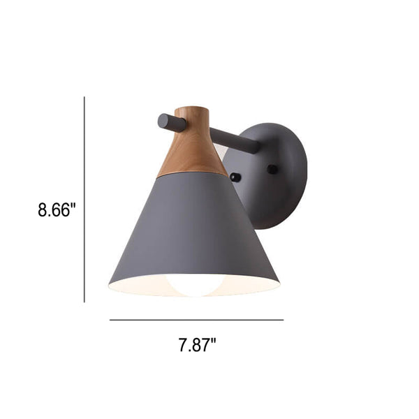 Taavita Solid Wood Macaron Cone Shade Wall Lamp - Alternate View