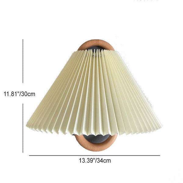 Modern Original Solid Wood Pleated Semi-Circle 1-Light Wall Sconce Lamp