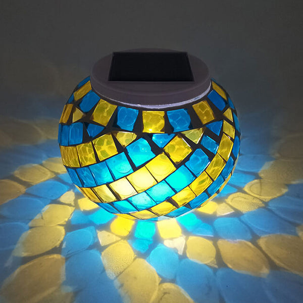 Solar Creative Stained Glass Spiral Design LED Outdoor Light