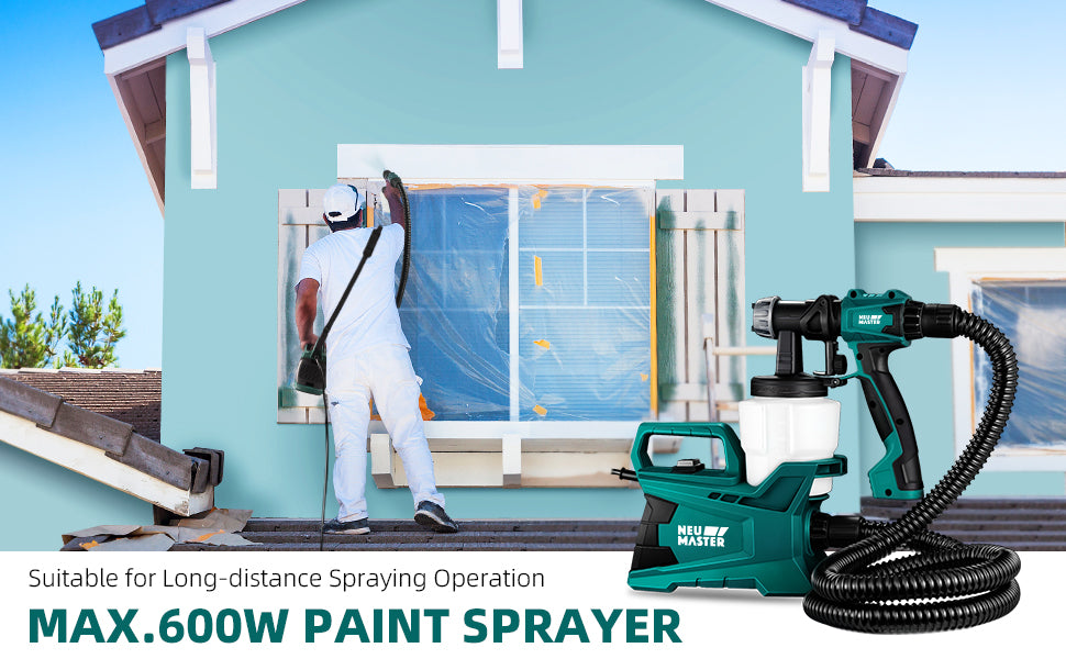 Paint Sprayer, NEU MASTER 600 Watt High Power HVLP Home Electric Paint Spray Gun with 3 Spray Patterns and Adjustable Valve Knob for Painting Ceiling, Fence, Cabinets