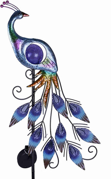 31.5 inch Metal Peacock Decor Garden Solar Lights