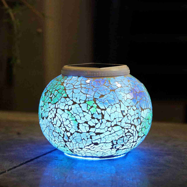 Color Changing Solar Powered Glass Mosaic Ball Led Garden Lights