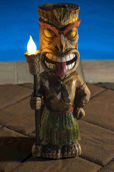 Tiki with Flickering Torch Solar Garden Light