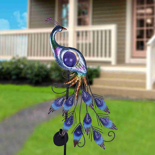 31.5 inch Metal Peacock Decor Garden Solar Lights