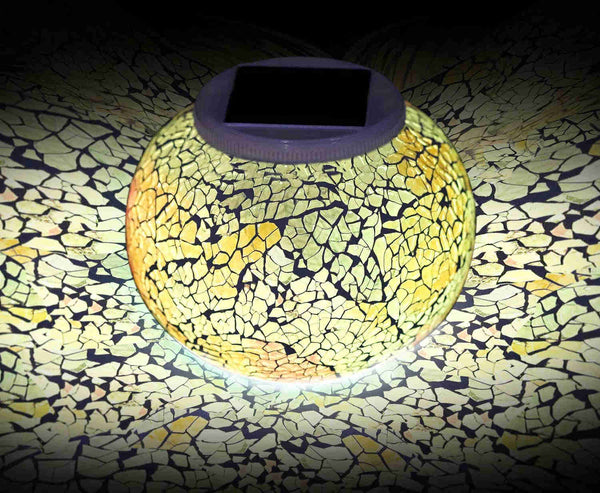 Color Changing Solar Powered Glass Mosaic Ball Led Garden Lights