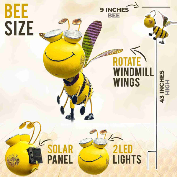 Bee with Solar Light Eyes and Rotating Wings